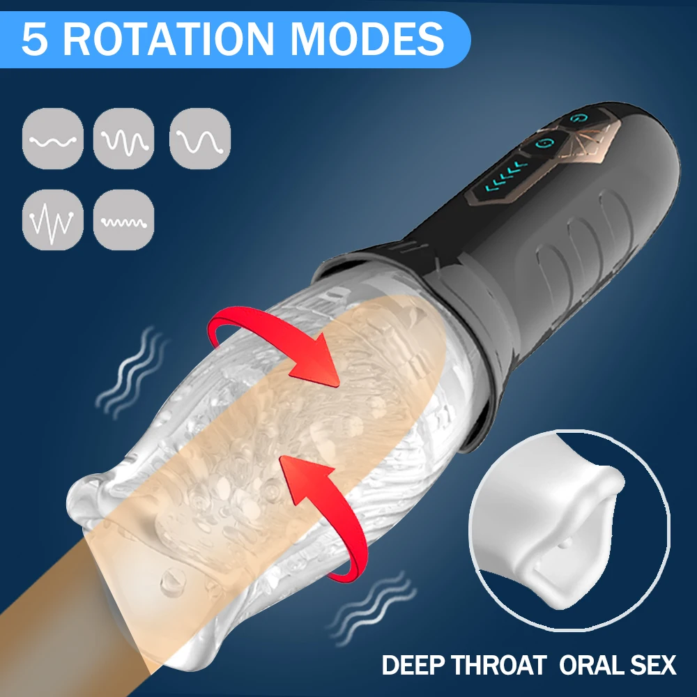 Automatic Rotating Vibrating Masturbator Cup for Men Real Oral Sex Glans Delay Trainer Penis Massage Male Masturbation Sex Toys