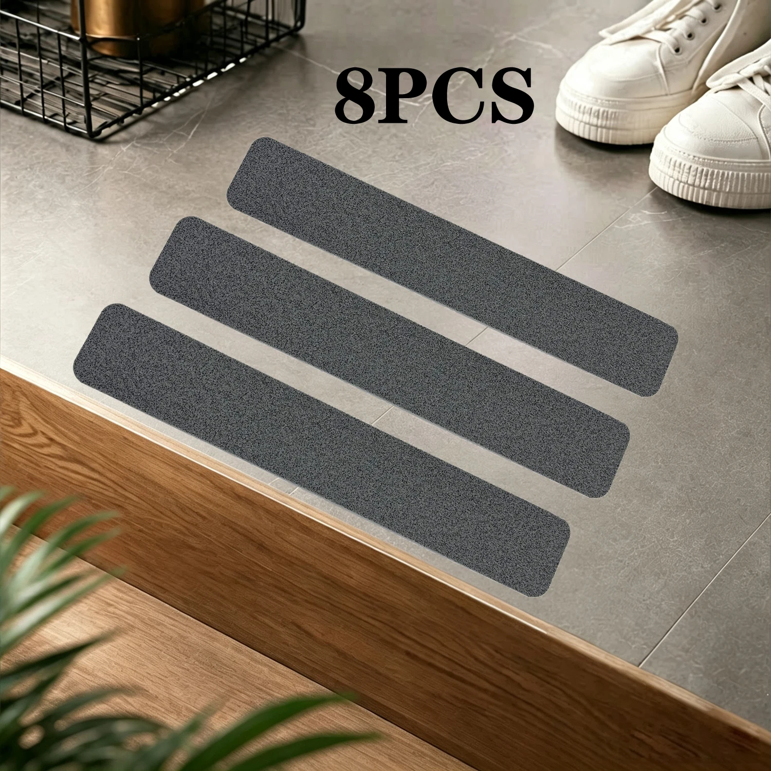 8 Pieces of Gray Safety Anti-Slip Tape, 5cm X 30cm, Ladder Anti-Slip Tape, No Cutting Required, Self-Adhesive, Suitable for Indoor/Outdoor Stairs, Bathtubs, Boats, Swimming Pools, Stair Steps, Safety Anti-Slip Tape