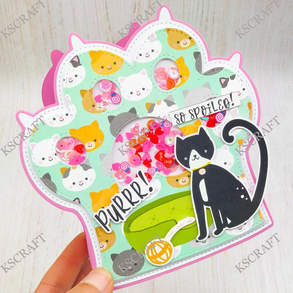 KSCRAFT Cat Paw Mini Album Cutting Dies Stencils for DIY Scrapbooking Decorative Embossing DIY Paper Cards