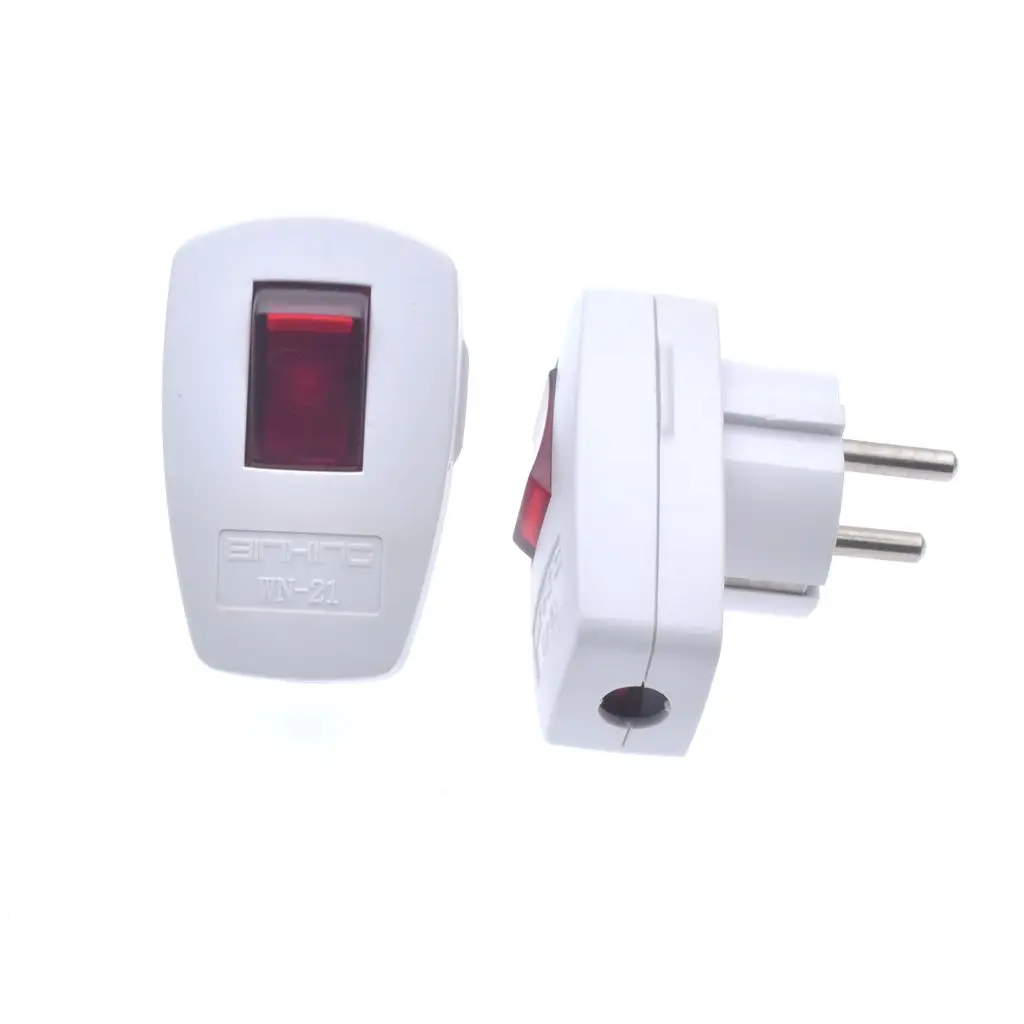 Germany Schuko Type F Rewireable Power Plug 250V 10Amp W/ LED Indicator Switch Detachable European Plugs