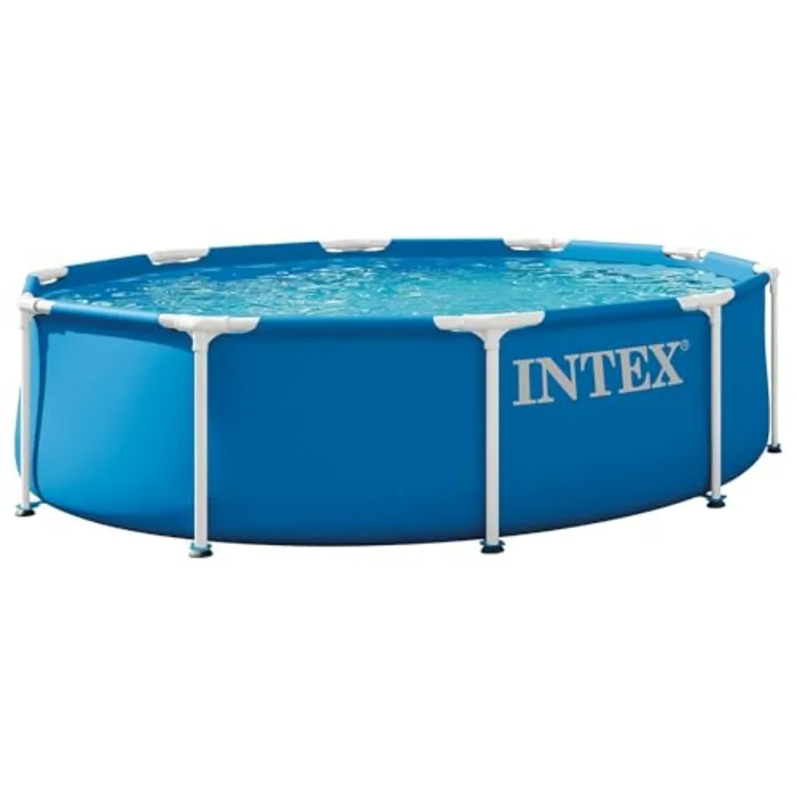 

Above Ground Pool Set for backyard use, steel frame material, silver color, rust-resistant and easy assembly