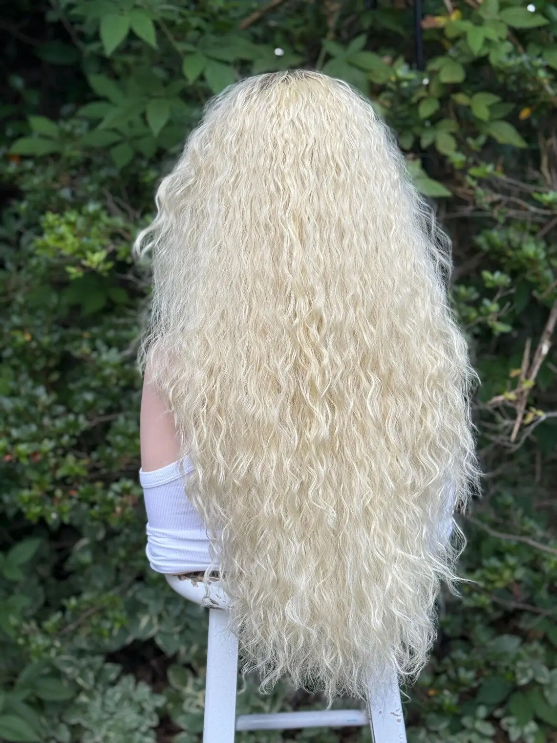 Light Blonde Synthetic HD Lace Front Wig Deep Wave Heat Resistant Hair Ombre Natural Body Wave Wigs Daily Party Cosplay Wigs