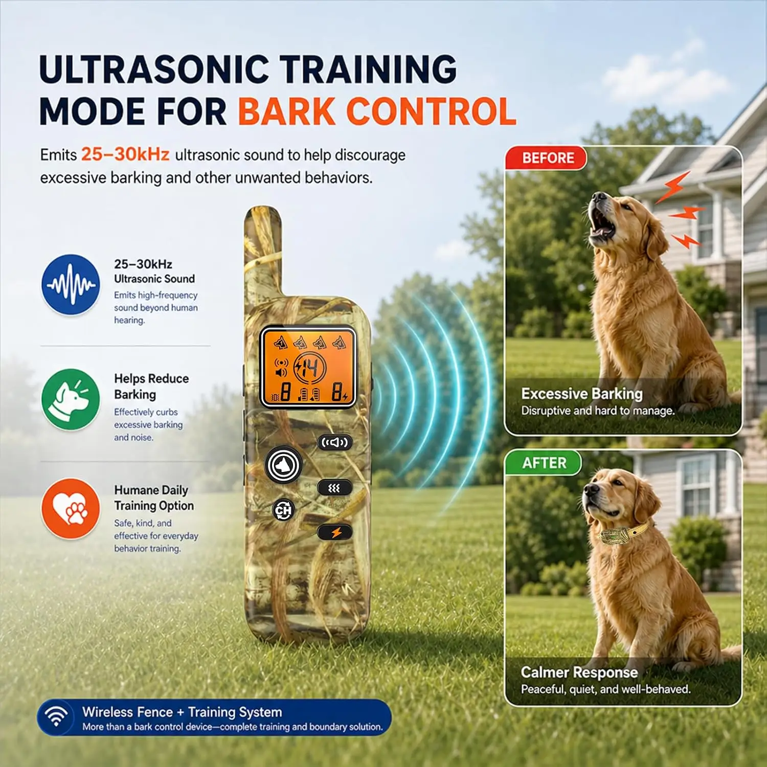 Wireless Dog Fence & Training Collar 2-in-1, 3500ft Boundary, 6000ft Remote, 4 Modes for Small Medium Large Dogs - view 5