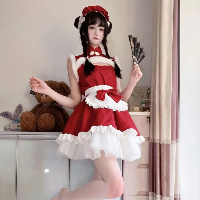 Christmas Stage Cosplay Set Internet Celebrity Live Streaming Host Cos Suit Sweet and Cute Lolita Christmas Robe