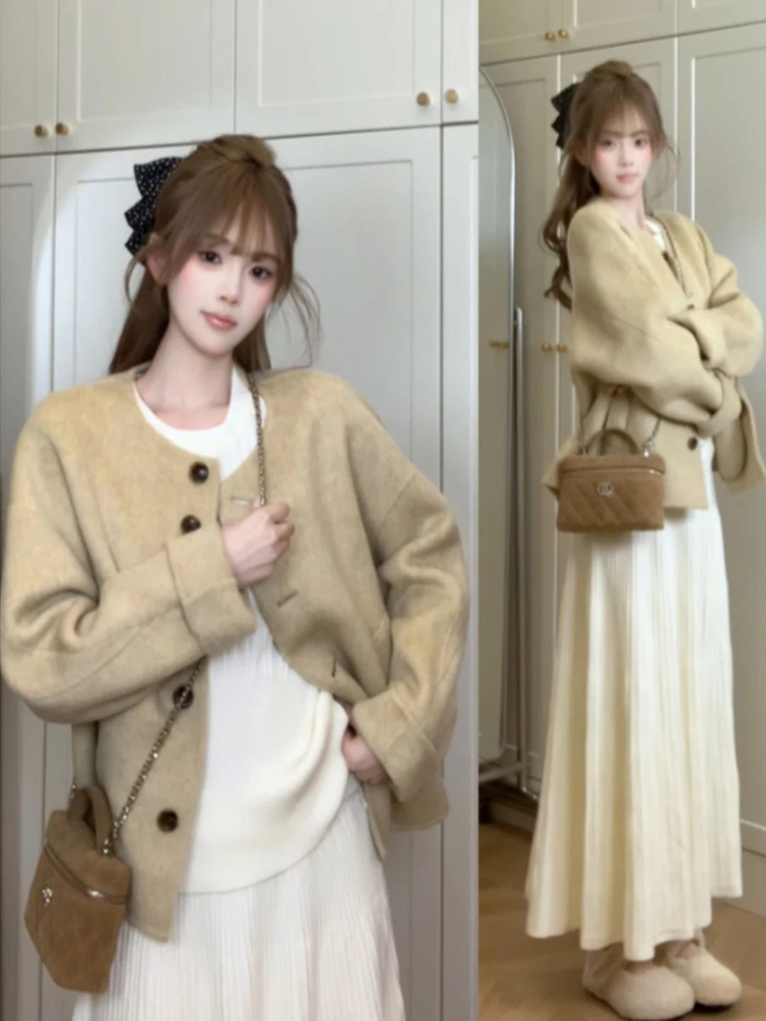 

Корейская свободная зимняя верхняя одежда Long Sve ort Jaet Faionable Ele для миниатюрных женщин с прямым подолом и пуговицами