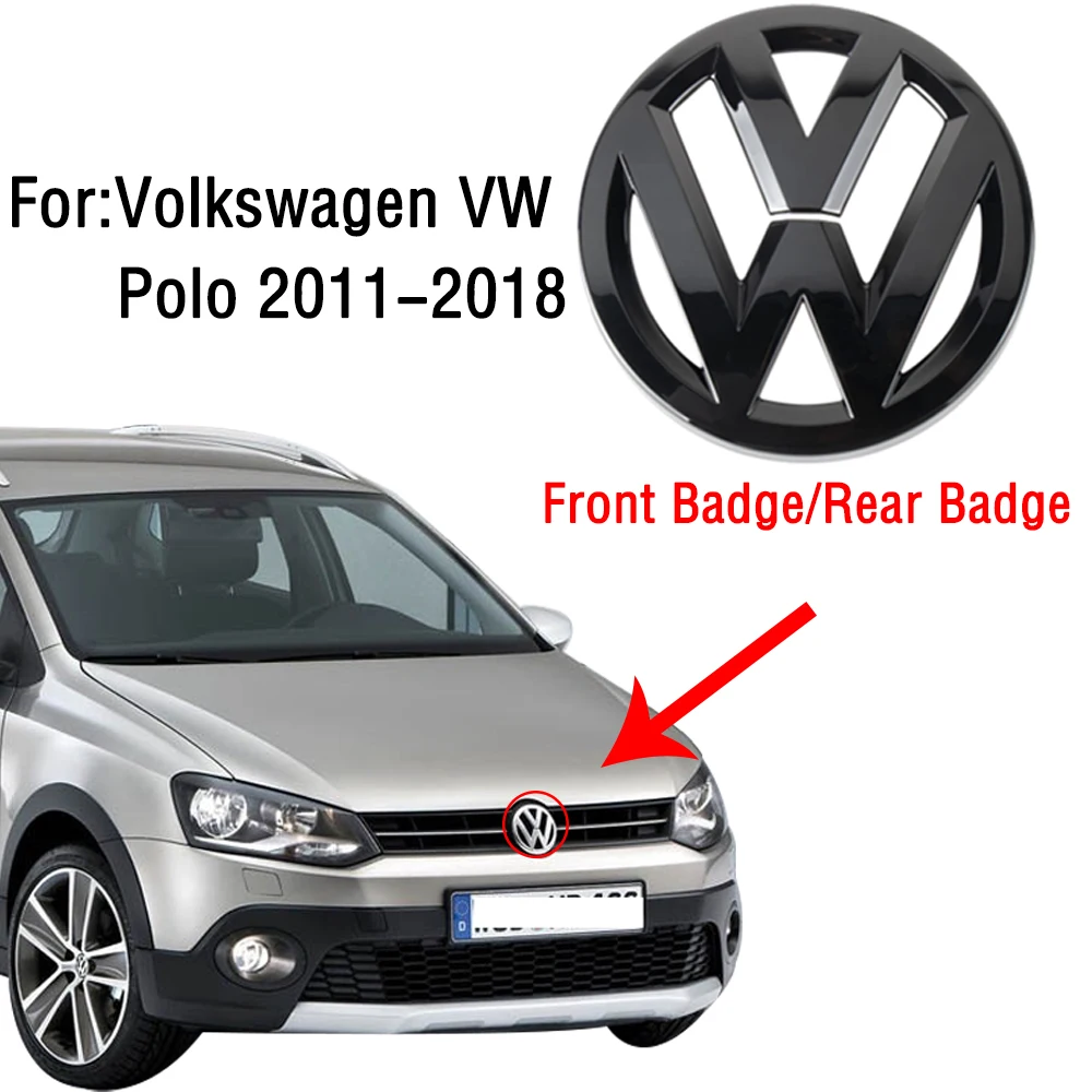 2pcs 120mm 110mm ABS glossy black Car Front Grille Rear Trunk Emblem Accessories Decoration Sticker For Volkswagen VW 2011-2018