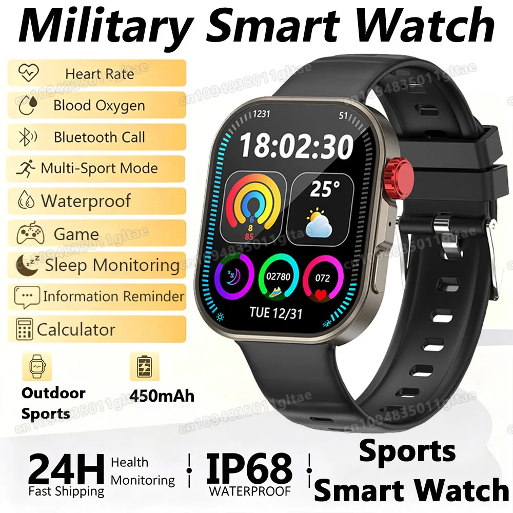 2026 novo militar ao ar livre smartwatch masculino monitoramento de freqüência cardíaca sono bluetooth chamada à prova dwaterproof água esportes relógio inteligente feminino pk hw12