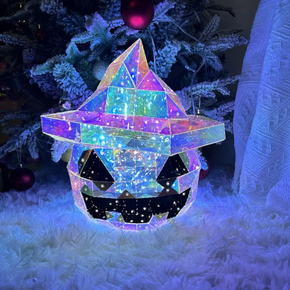 Halloween Decoration Safe Led Lantern Prismatic Pumpkin Led Lights Rainbow Led Night Light Set for Halloween Decor for Bedroom