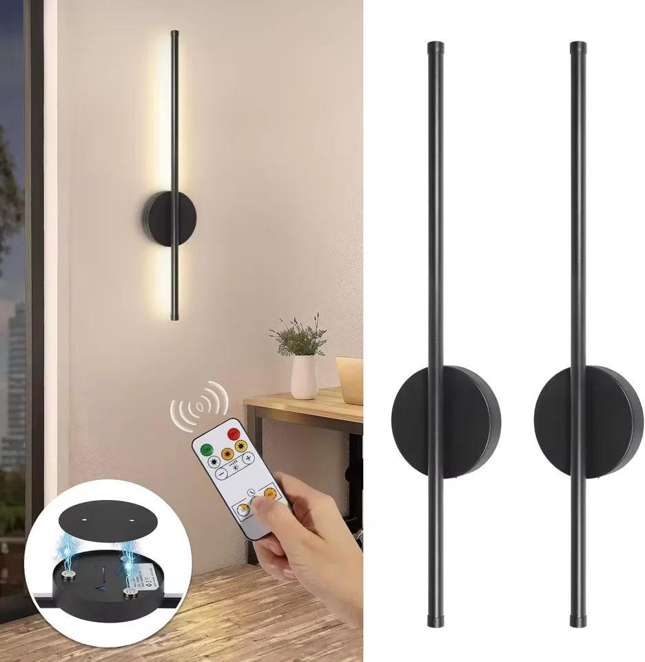 2/1 pz Lampada da parete magnetica ricaricabile 50, nera e oro, per soggiorno, camera da letto, corridoio, studio, scala, guardaroba, illuminazione a LED, senza necessità di cablaggio