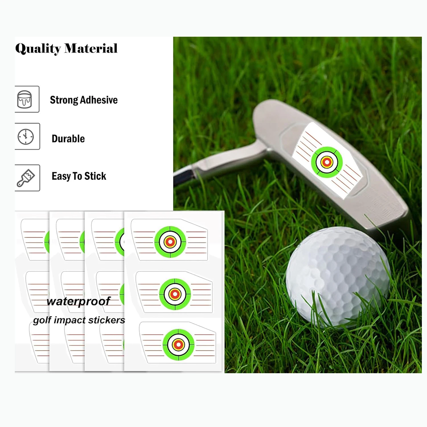Waterproof Golf Club Driver Impact Tape Labels Standard Universal Iron Golf Training Impact Sticker 180 Pcs Golf Impact Tape Lab