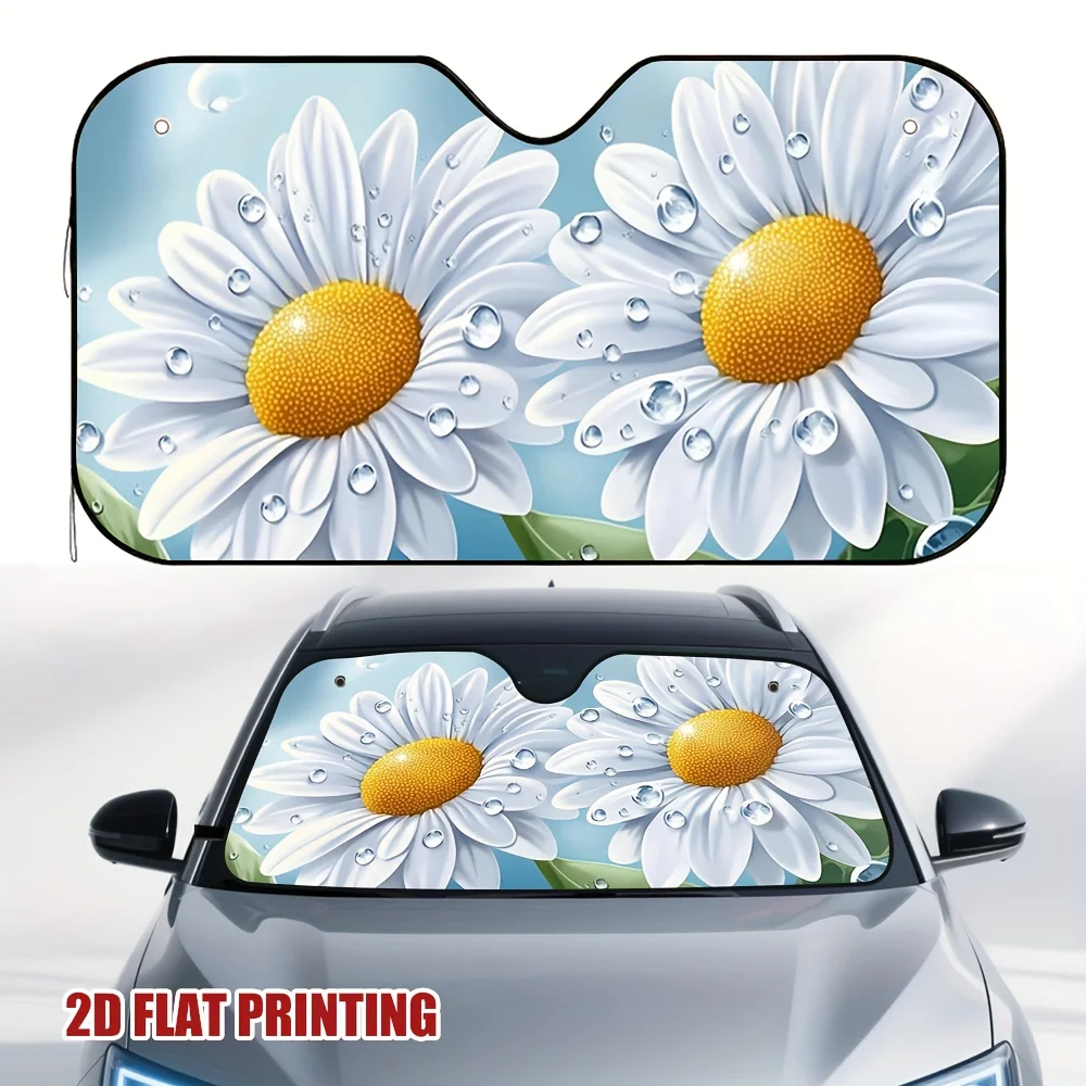 

1pc Daisies With Dewdrops Car Sun Visor, Suitable For Long-distance Drivers And Daily Commutes, Provides Effective Sunshade All