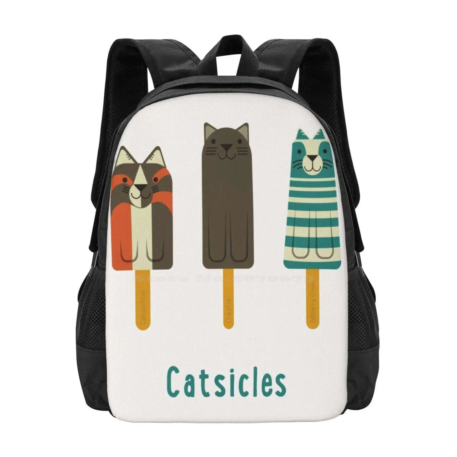 Catsicles Backpacks For School Teenagers Girls Travel Bags Icicle Cold Chill Popsicle Hipster Vintage Cute Retro Whimsical