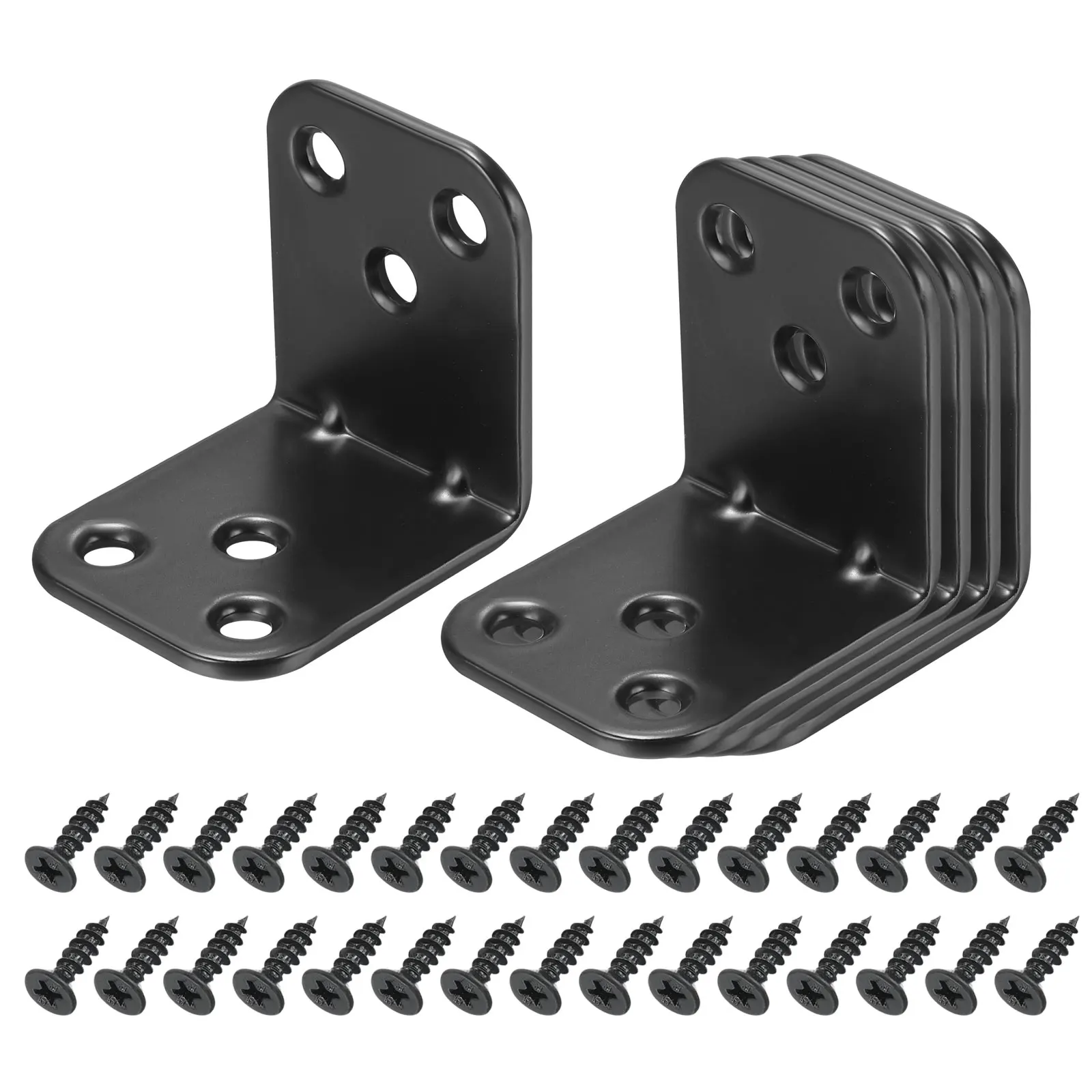 Uxcell 5-50 Set l Corner Bracket Corner Brace Metal Joint Right Angle Brackets Fastener with Screws for Wood Shelves Black