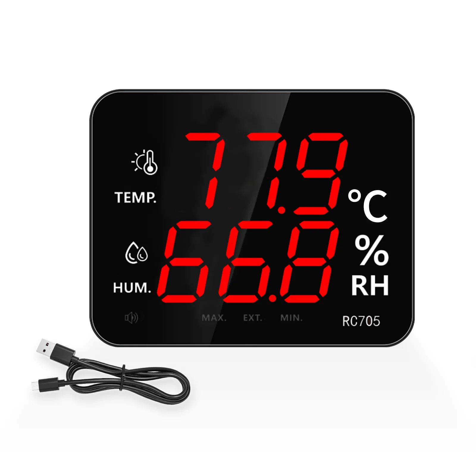 Novo Termômetro e Higrômetro Digital para Casa com Tela LED, Monitor de Temperatura e Umidade com Alarme de Limite Alto/Baixo para Escritório