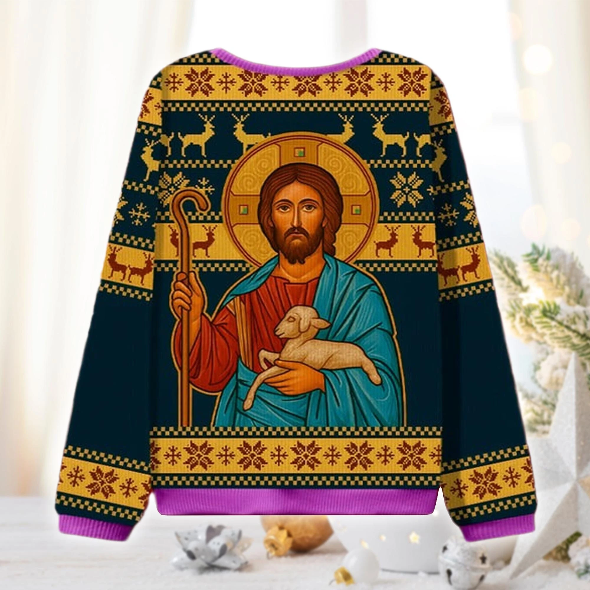 عيد ميلاد سعيد يسوع حفلة عيد الميلاد القبيح سترة مضحك عطلة الدينية البلوز هدايا عيد الميلاد الاحتفال للجنسين الشارع الشهير