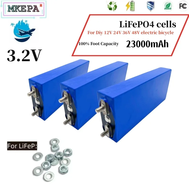

LiFePO4 3,2 В 23 Ач литий-железо-фосфатный аккумулятор, используемый для солнечного источника питания ИБП Diy 12 В 24 В 36 В 48 В, автофургона, дрона, робота