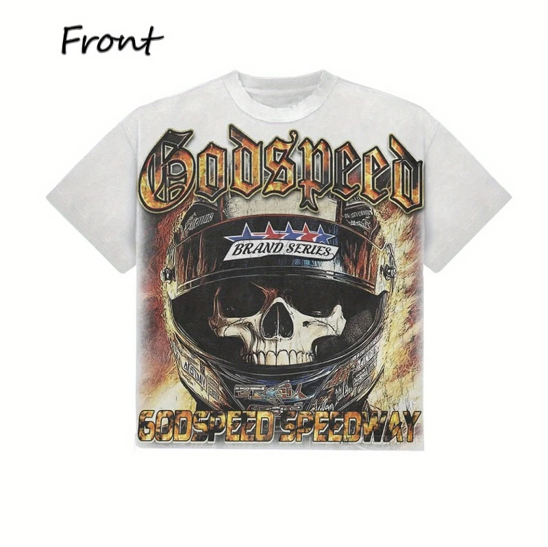 الصيف الساخن بيع الجمجمة نمط من جانب واحد مطبوعة 100% القطن لينة ومريحة عادية جولة الرقبة تي شيرت رجالي