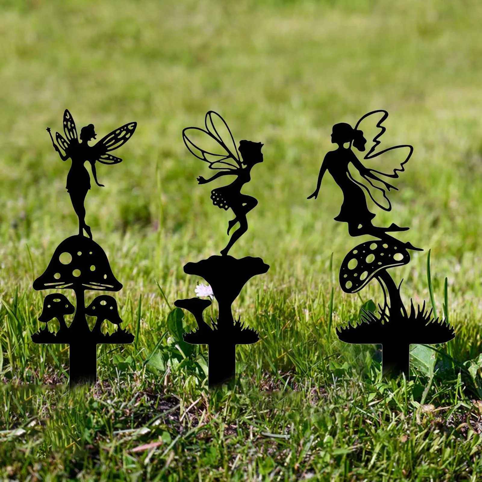 

Decorative Garden Stakes, Fairy Courtyard Statues Yard Sign Iron Ground Insert Outdoor Decor For Lawn