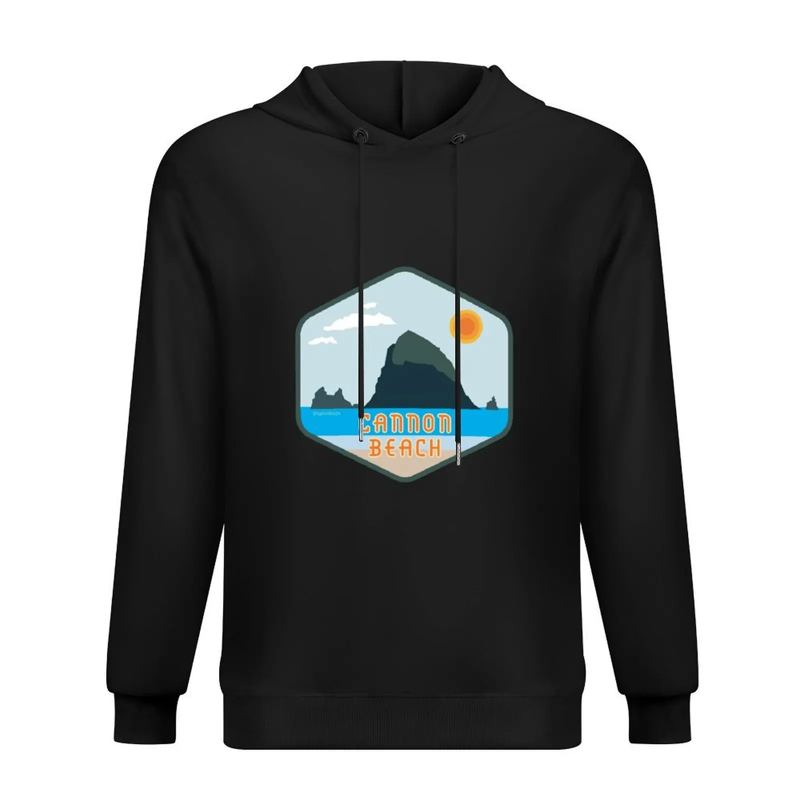 

Cannon Beach Haystack Rock Badge Hoodie clothes for men men wear mens clothes winter clothes graphic hoodies