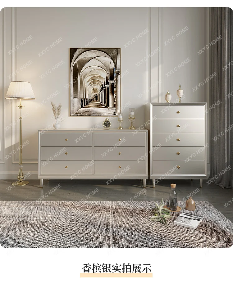 Solid wood five-bucket bedroom, bedside living room special wall integrated drawer storage locker