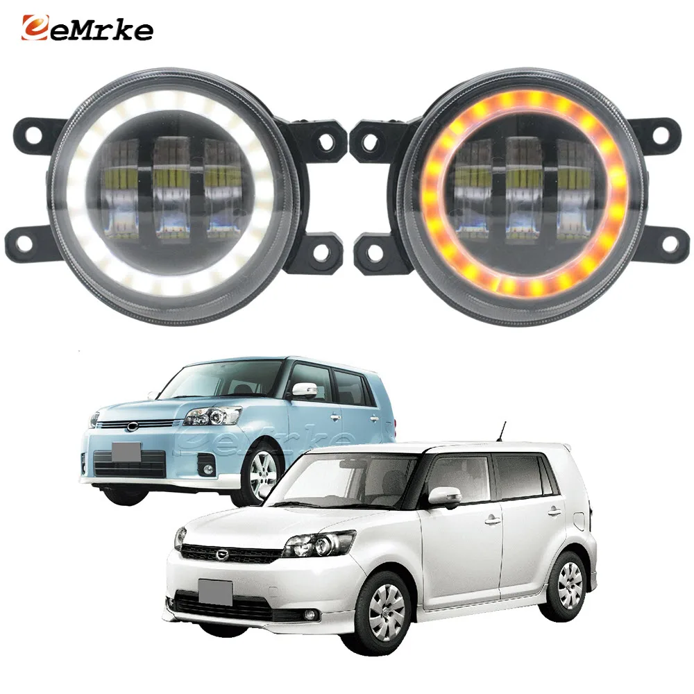 LED Fog Lights Assembly with Lens for Toyota Corolla Rumion E15_ 2007-up with Angel Eyes DRL Ring + Yellow Car Turn Signal Light