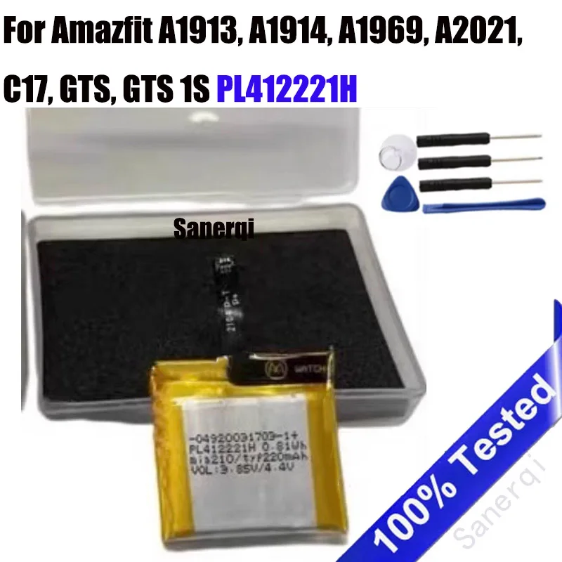 Battery For Amazfit A1913, A1914, A1969, A2021, C17, GTS, GTS 1S PL412221H 0.92Wh Two-Way Radio + Tools