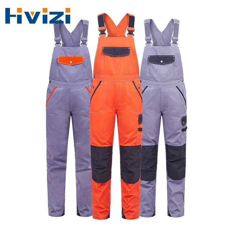 Work Bib and Brace Overalls with Multi Functional Pockest Orange Work Wear Craftsman Bib Brace Overalls