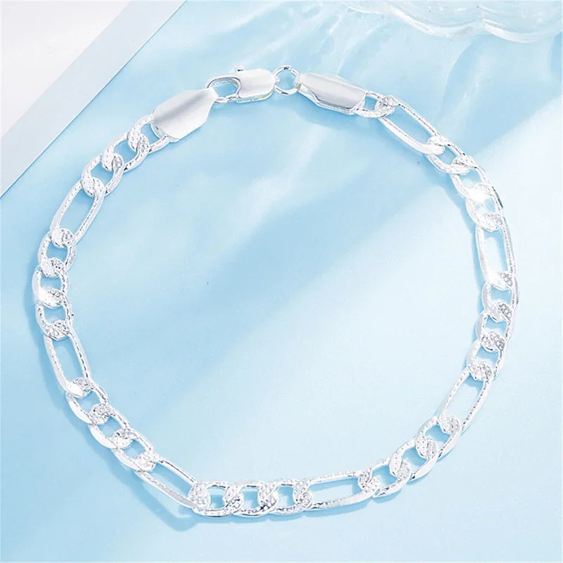 Hot sale New 6mm thick flat silver bracelet women 2024 trend WOMEN'S bracelet party fine jewelry