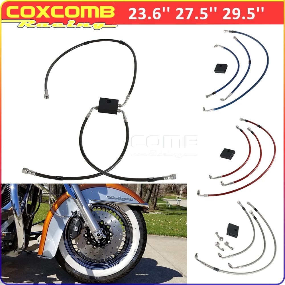 

For Harley Softail Sportster Roadster XL1200CX FXDR 114 FXDRS Low Rider Motorcycle Brake Line Cable Length 23.6'' 27.5'' 29.5''