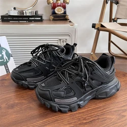 New Fashion Old Dad Shoes Adult Platform Trainers Stylish Casual Chunky Sneakers For Women Men Sport Thick Sole Black Footwear