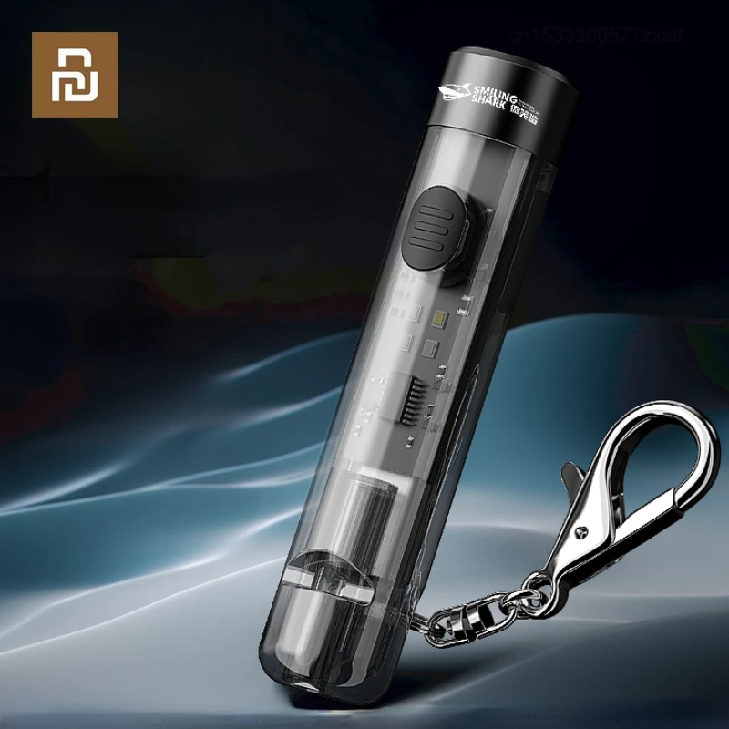 Xiaomi SMILING SHARK LED Flashlight Portable Keychain Outdoor Waterproof Lighting USB Rechargeable Small Lightweight Flashlight