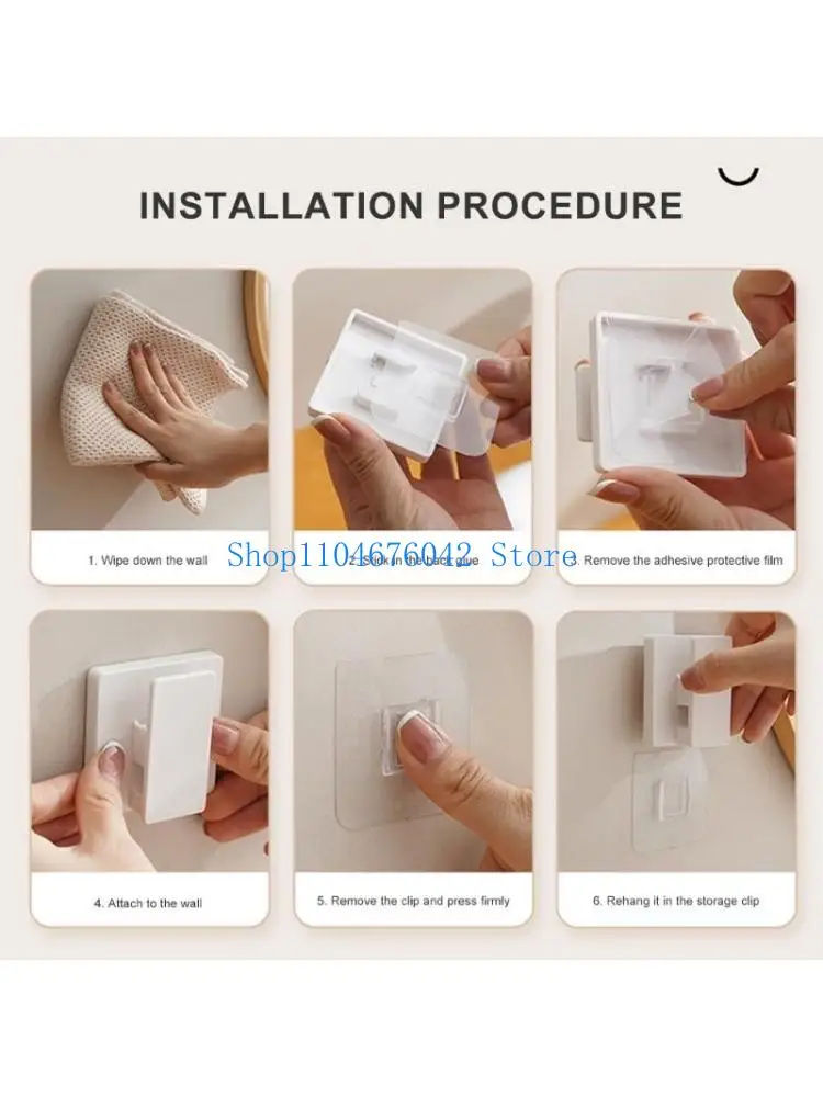 5asd Moisture Resistant Bathroom Storage Clip Wall Mounted Facials Cleanser Hanger Easy Installation Toothpaste Rack