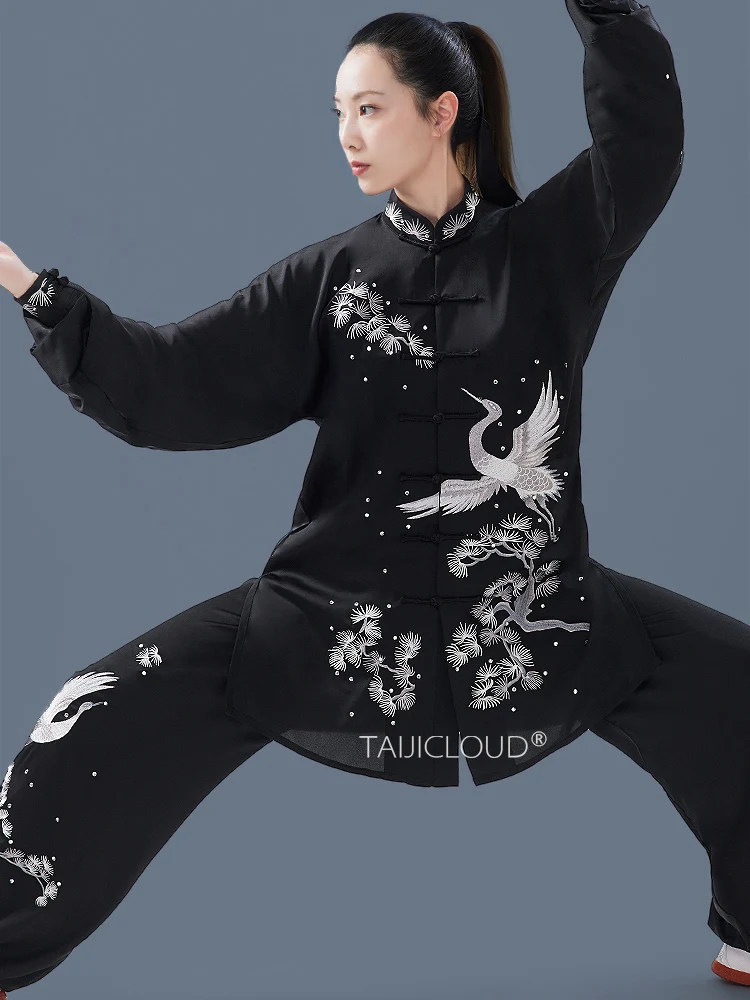 Women's Tai Chi Suit Fall Winter Ba Duan Jin Kung Fu Costume with Oriental Elegance for Martial Arts Competition Stage Performan - Image 3