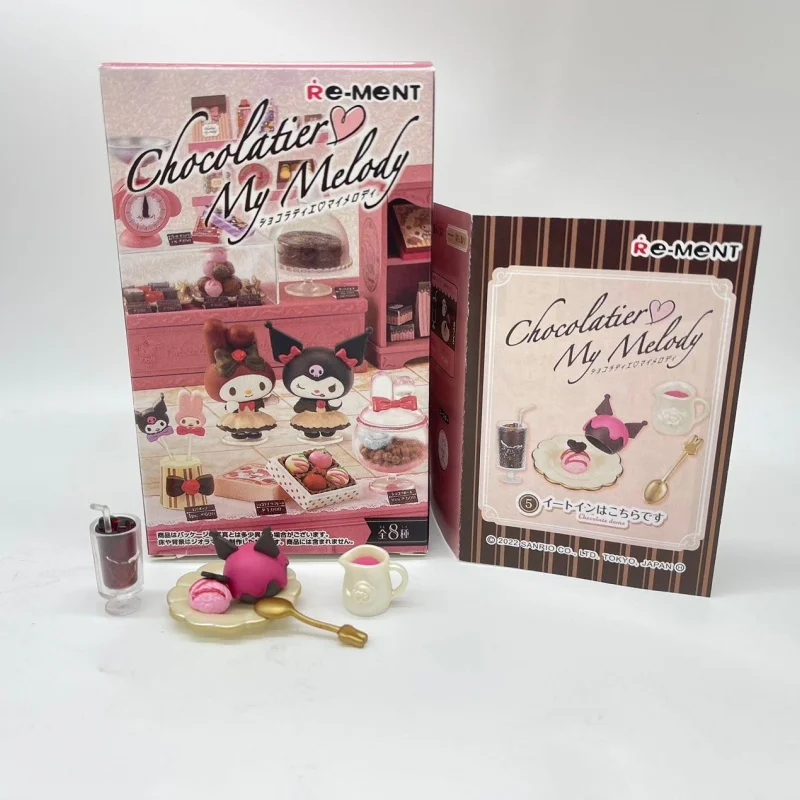 2026 New Re-ment My Melody Kuromi Chocolate Workshop Miniature Scene Rooms Decorations Collect Tabletop Ornaments Birthday Gifts view 3