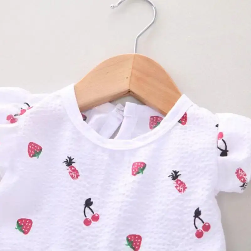 Summer Baby Girl Dresses Cartoon Strawberries Print Kid Party Dress Cotton Vestidos For Wedding Party Clothes Toddler Costumes