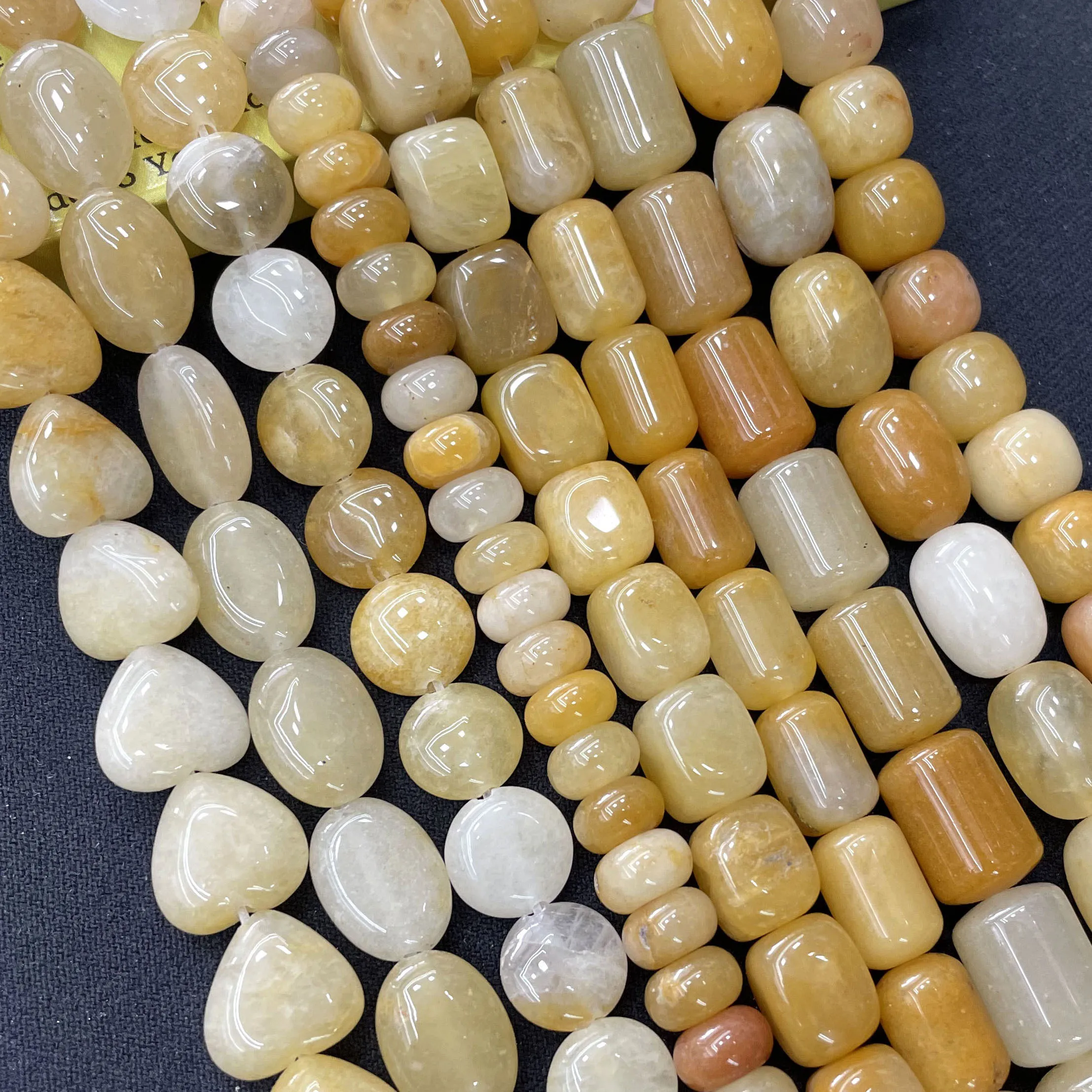 Yellow Jades Natural Stone Topaz Rondelle Cube Column Loose Round Spacer Beads For Jewelry Making DIY Bracelet Necklace Handmade