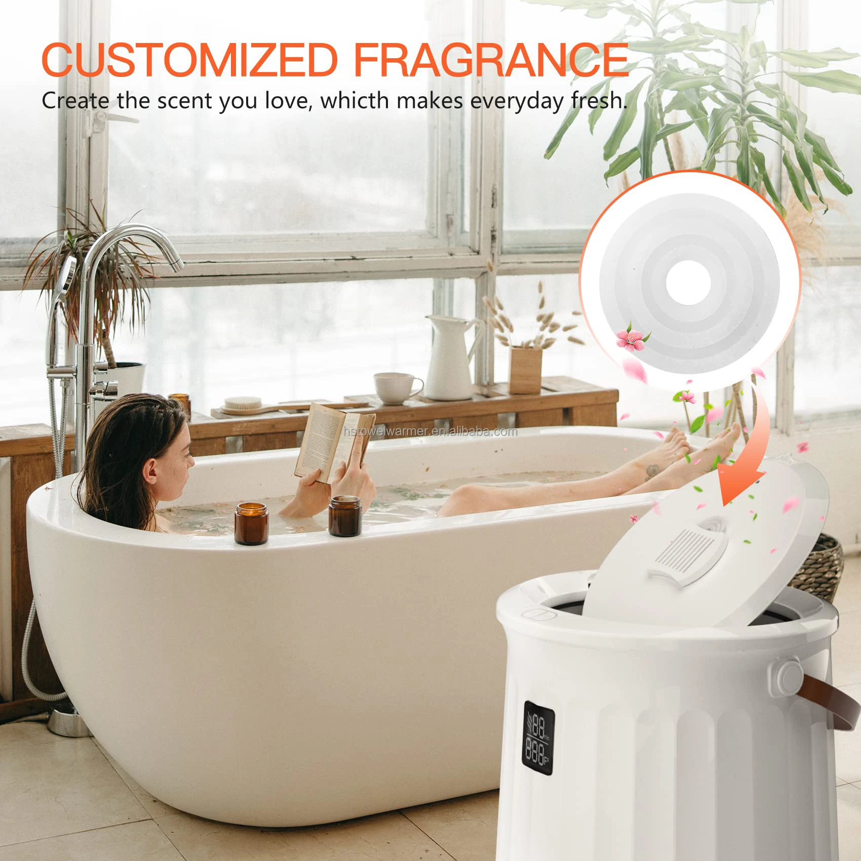20L Family-Size Towel Warmer Bucket - 15/30/45/60mins Timer Auto Shut-Off & Fragrance Holder