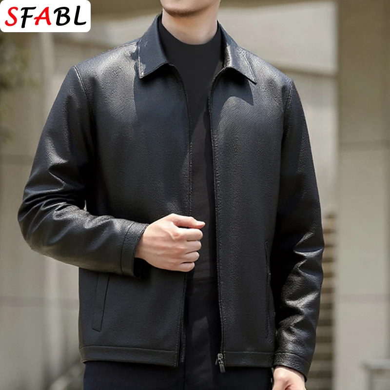 New Fashion Motorcycle Men\'s Leather Jacket Windbreak PU Leather Coat Men Biker Warm Autumn Winter Outerwear Men\'s Clothing 3XL