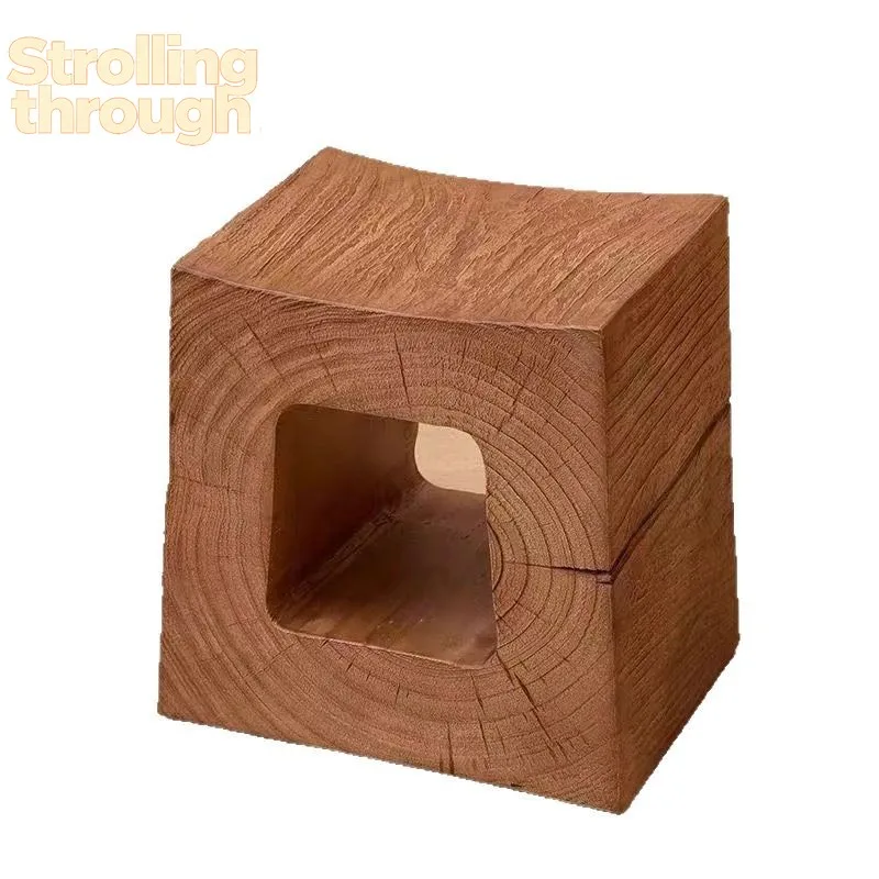 

Деревянный табурет, тумба-столик, круглый прикроватный столик, низкий табурет из массива дерева, с полной обработкой кромок, деревянный тумбочка-столик, скандинавский декор