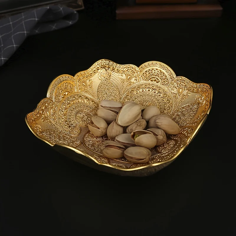 1pc fruit plate, mid-eastern style creative Luxury Metal Fruit tray, fashionable Banquet Snack Plate, Nut Plate, for  restaurant