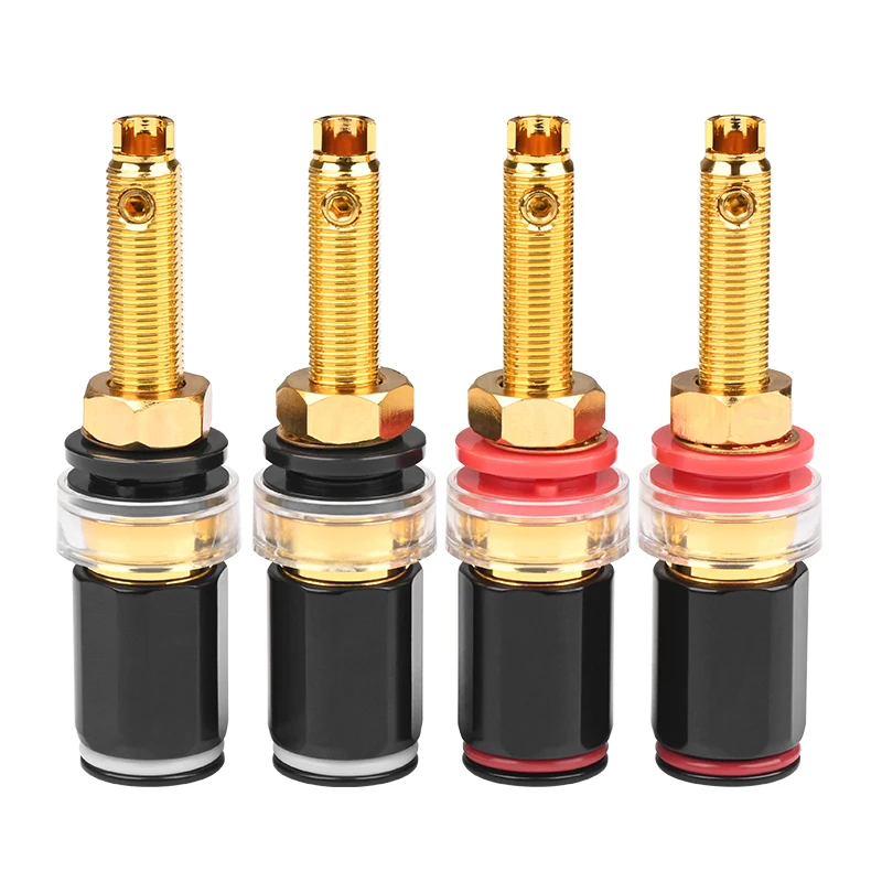 HiFi 4Pcs Binding Post Terminal Pure Copper Gold Plated Speaker Banana Jack Connector Audio Accessory