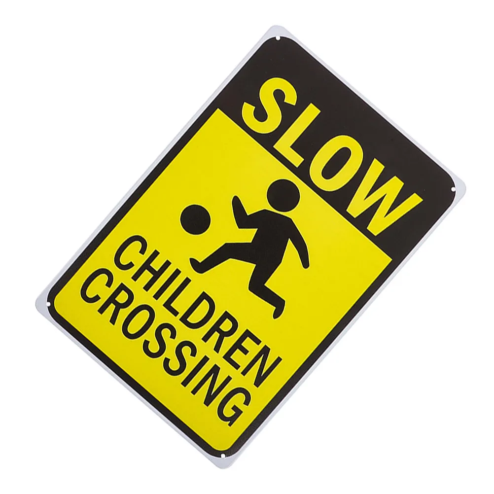 

Crossing Safety Sign Metal Slow Crossing Warning Street Sign for Driveway Traffic Road Marker Bright Caution