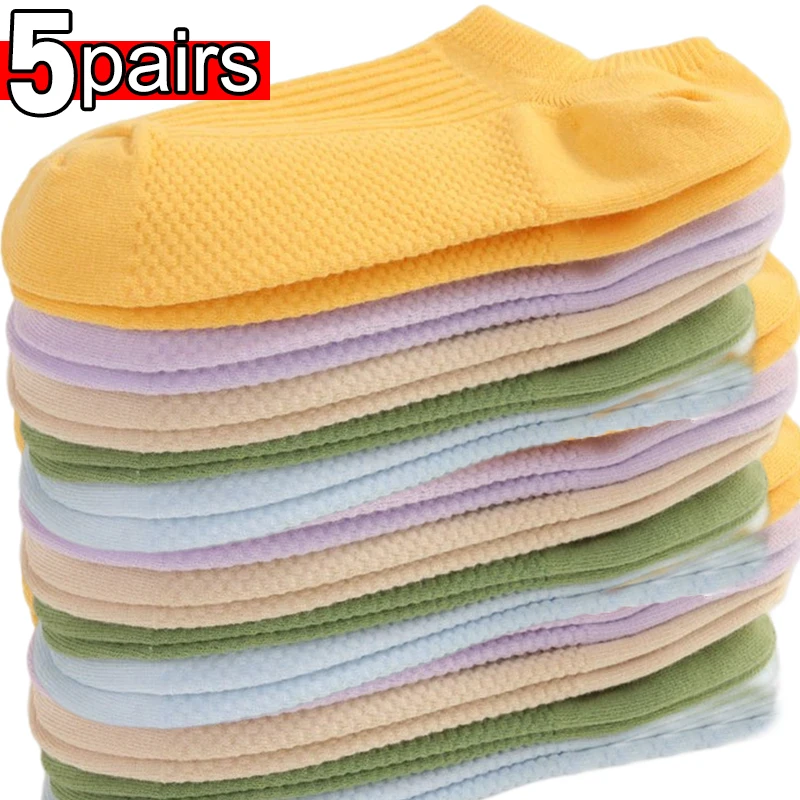 Summer Ankle Socks Ladies Invisible Socks and Ankle Short Mesh Socks Women Thin Cotton Breathable Socks Boat Socks