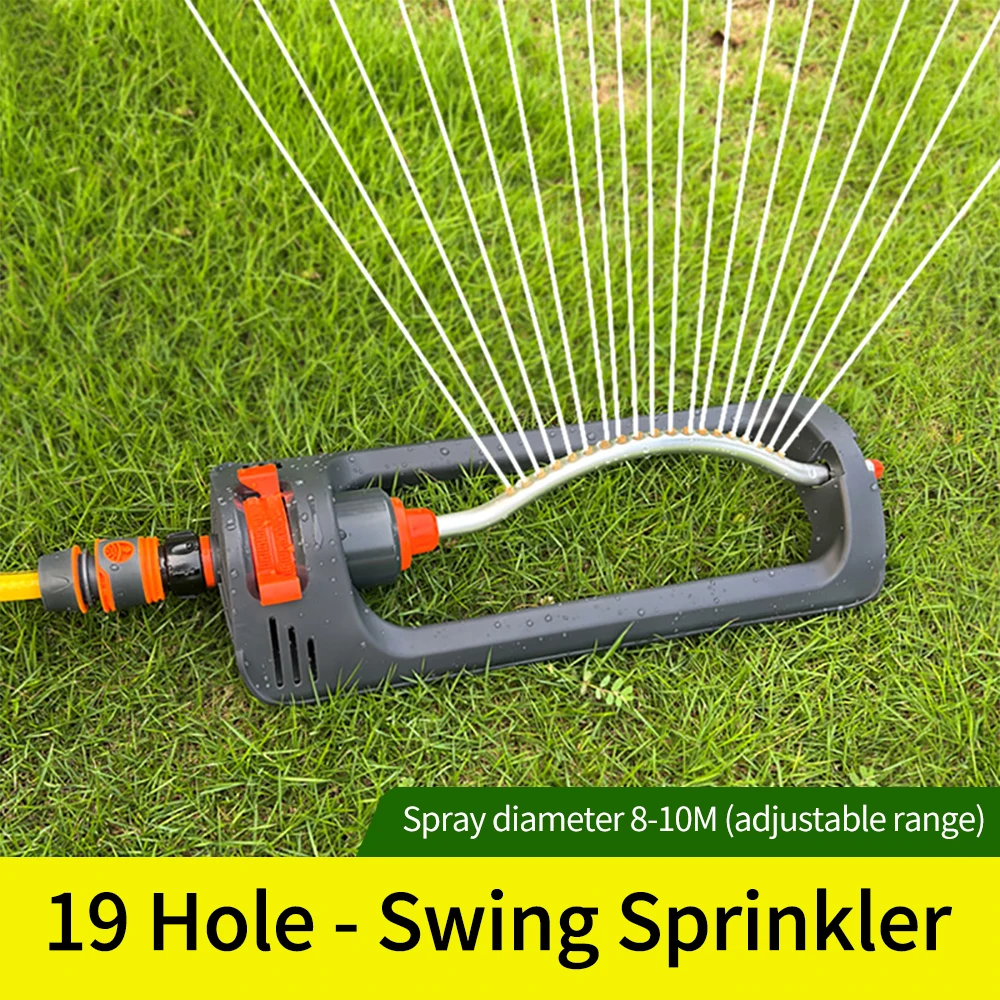 

Automatic Garden Swing Sprinkler Oscillating Water Sprinklers for Lawn Large Area 19 Nozzles Patio Sprinkler Base Yard Watering