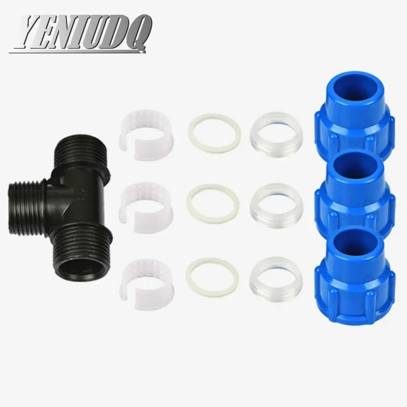 PE pipe fittings three-way quick joint tap pipe fittings plastic Tube Connector 16/20/25/32/40/50/63mm Tap Water Irrigation