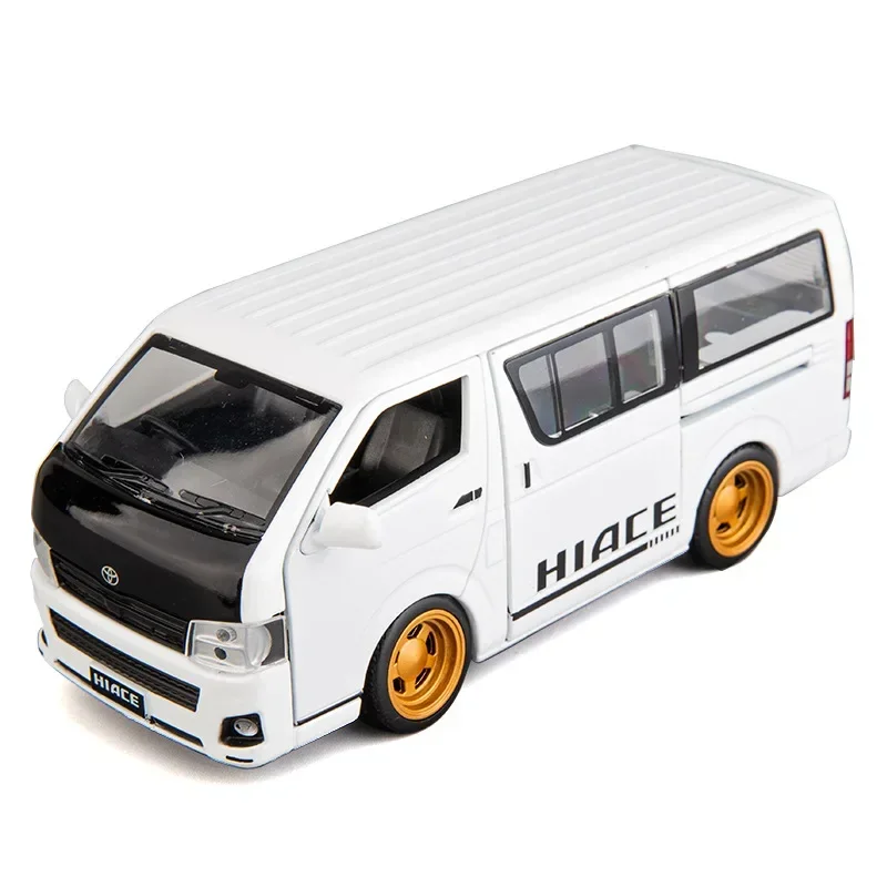 1:32 Toyota HIACE Van coche de pasajeros simulación Diecast Metal aleación modelo coche sonido luz tirar hacia atrás colección niños juguetes regalosFash