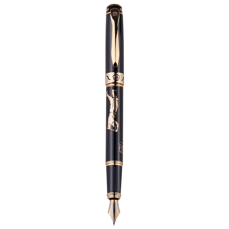 Luxury Exquisite Fountain Pen 0.5mm Metal Gift Pens Iridium Nib Gold Trim Business Office Gift Stationery Free Shipping