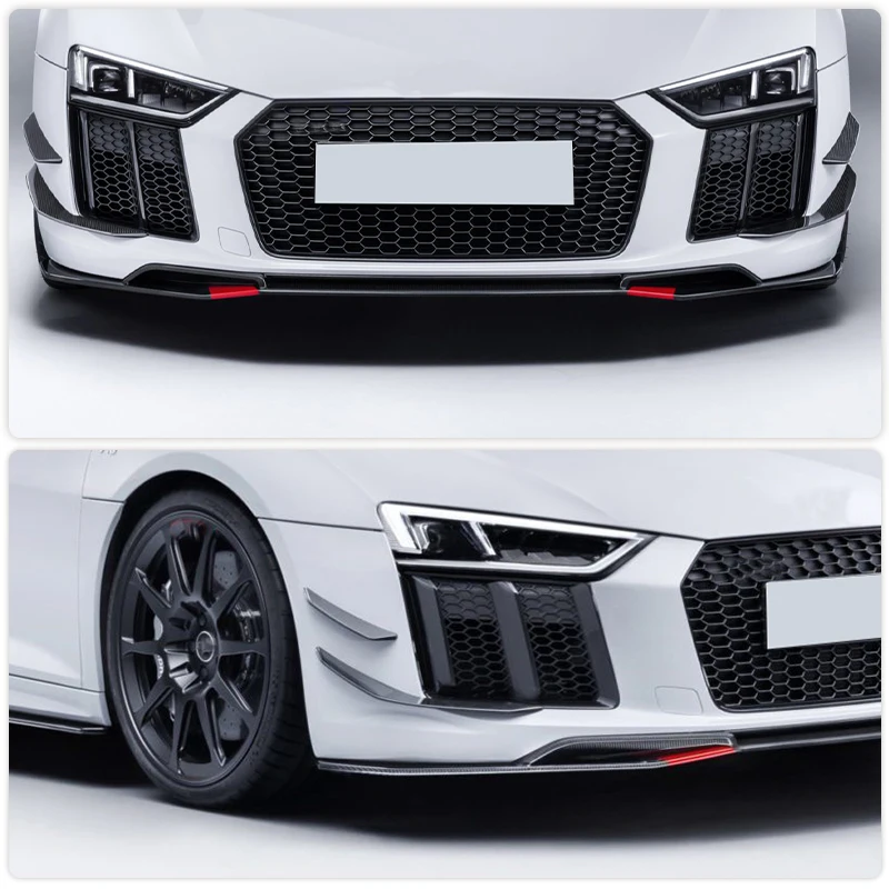 Car Front Bumper Side Vent Canards Trims Dry Carbon Fiber for Audi R8 V10 Coupe 2-Door 2022 2023 Front Air Vents Trims Canards