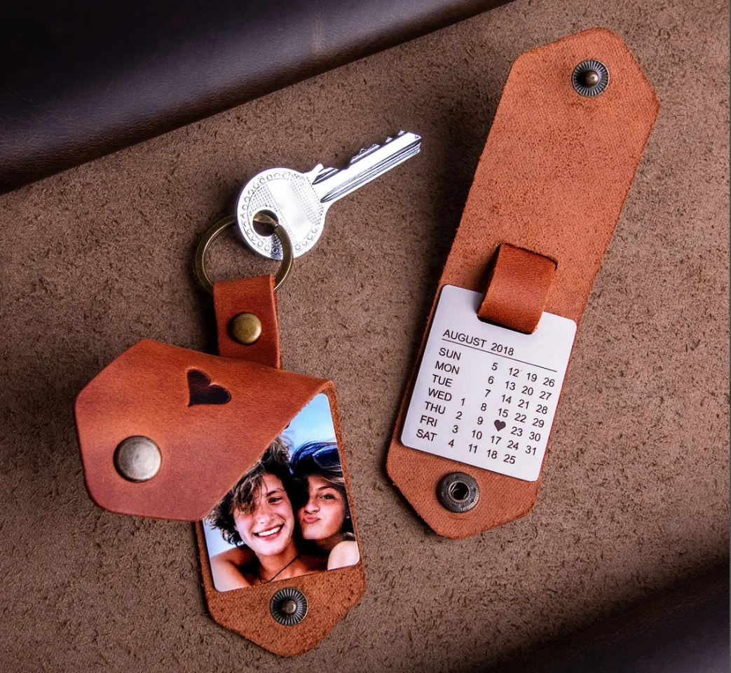 Man accessory - Leather keychain with photo, personalized gifts for him, keychain for him, gift ideas for men, unique photo gift