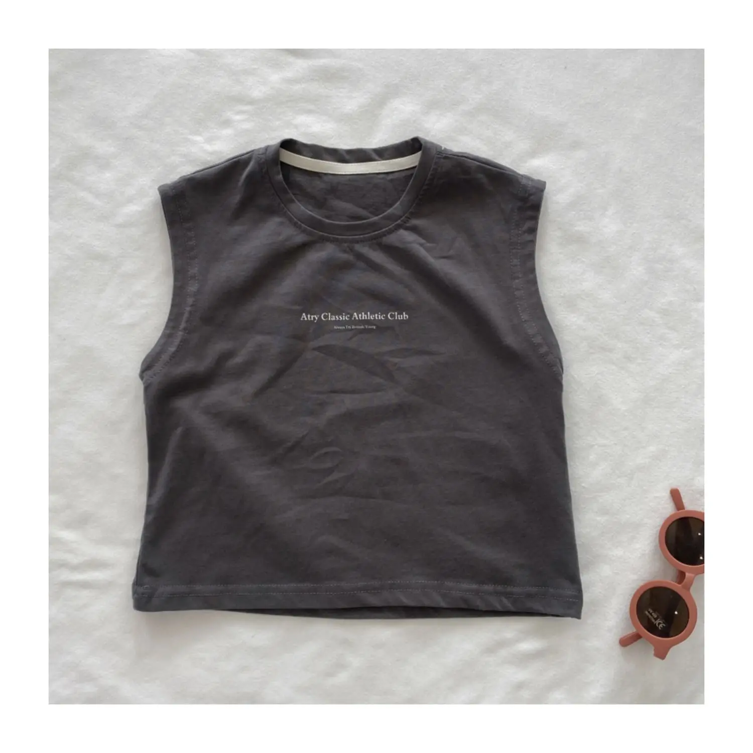2025 Summer Children's Handsome Boys' Versatile Korean Style Pure Cotton Sleeveless Loose T-shirt Back Heart Children's Top